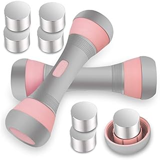 VAZILLIO Adjustable Dumbbell Set 2KG/5KG Pair,3-IN-1 Weights Dumbbells set for Women GYM Exercise Workout Fitness Pilates, Non-Slip Neoprene Handle