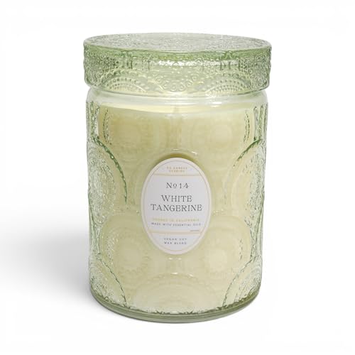 LEOBEN CO – White Tangerine Scented Candle – 18oz, Heirloom Collection – 80 hr Burn Time – Poured in California Using Vegan Soy Wax and Essential Oils – Made in Small Batches
