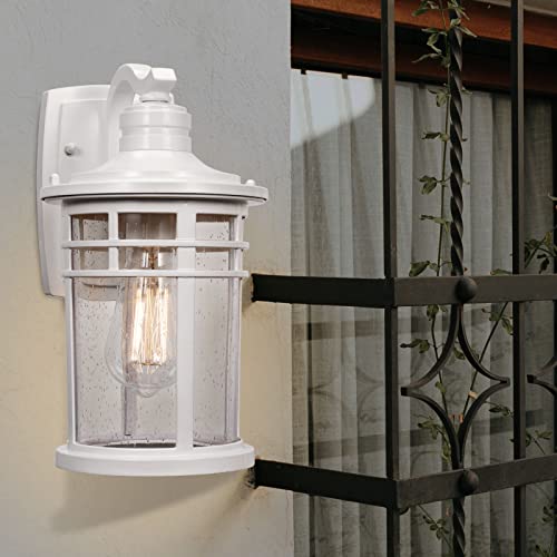 Image of Darkaway Outdoor Porch Lights Wall Mount, Outdoor Light Fixtures Sconces Wall Lighting with Seeded Glass Waterproof Exterior Lights for Patio Yard House Hallway Doorway Garage(2 Pack, White)