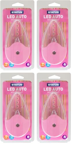 Image of Status LED Dusk to Dawn Automatic Night Light | UK Plug Light Pink | SLEDNLBP1PK3 (Pack of 4)