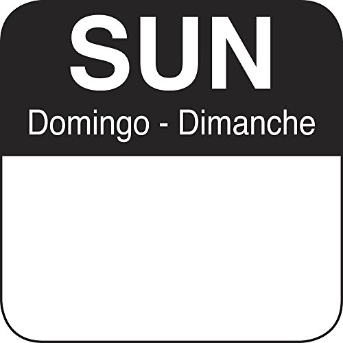 HUBERT® Sunday Label Black/White Tri-Lingual - 1" Square 1000 per Roll