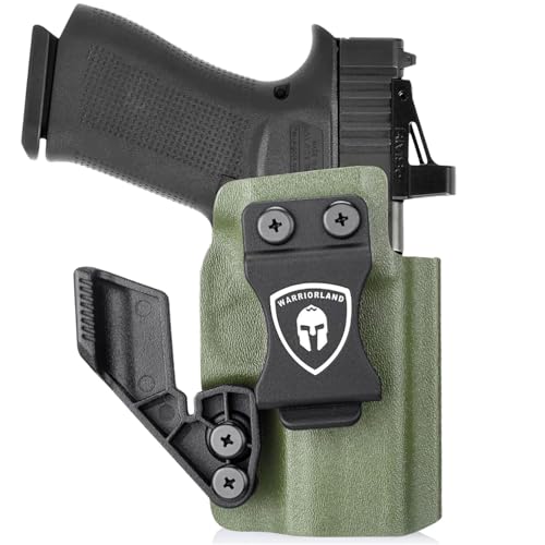 WARRIORLAND Kydex IWB Holster Fits Glock 43/43X/43X MOS, Inside Waistband Concealed Carry, Optic Ready w/Claw, Adj Cant, Right Hand, Military Green