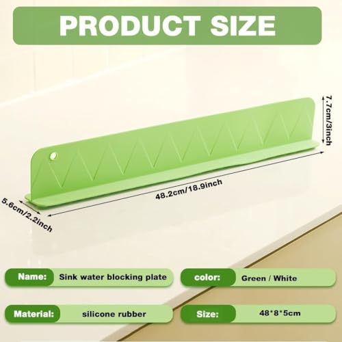 Image of Silicone Sink Splash Guard 48cm - Flexible Sink Water Stopper Strip for Kitchen Slab & Bathroom Basin, Easy to Clean Cut-to-Fit Edge Protector (Buy 2 get 1 Free)