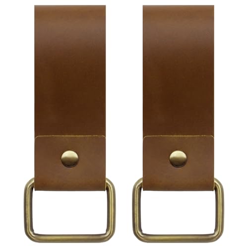 Jack&Chris Genuine Leather Tape Measure Holder, Low-Profile Tape Measure Holder for Belt, Portable Tool Belt Loop for Cordless Drill, Impact, Nailer or Any Tools with Hanger Clips, 2 Pack, Brown