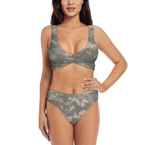 Bikini 2 pièces armée maillot de bain camouflage numérique femme