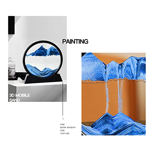 3D Deep Sea Moving Sand Art,Relaxing Kinetic Sandscape Art Table Desk Top To Decor For Any Home, Office Desktop, Mantle,Bookshelf Making It Ideal For Any Setting (7Inches, Blue) #TOP5