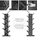 Homfa Tree Bookshelf BookRack, 9-Shelf Bookcase, Artistic Book Organizer, Space-Saving CDs Albums Books Holder in Living Room Office, Grey