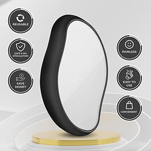 O-NINE-Crystal-Hair-Eraser-for-Women-and-Men-Magic-Remover-Painless-Exfoliation-Removal-Tool-Arms-Legs-Back-Reusable-Washable-Fast-Easy-Best-Portable-Epilator-Black-28-ounces