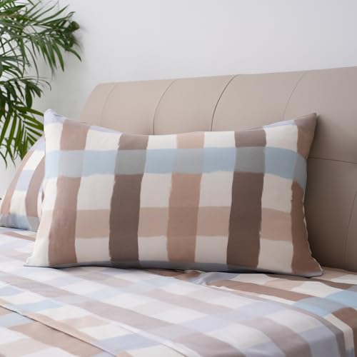 Image of Best Season Bed Sheet Set, Twin Size, 3 Pieces (Heart and Grid) | Soft Durable Microfiber, Deep Pocket, Stain Resistant, Fade & Wrinkle Resistant