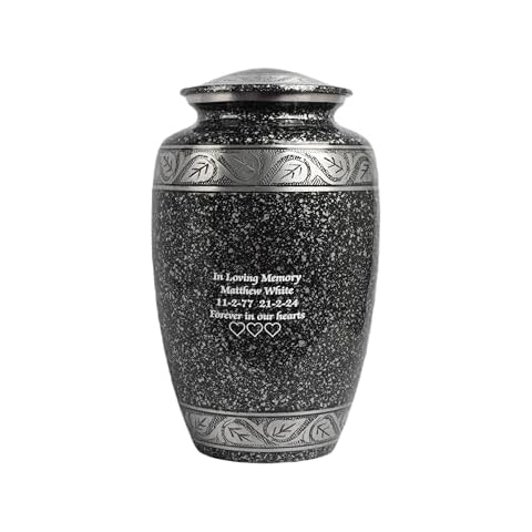 Cremation Urn for Adult Ashes - Black Marble Style Cover