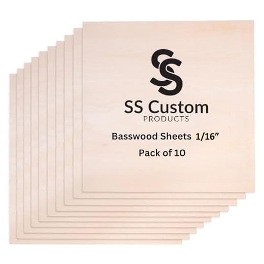 Basswood Sheets 1/16, Craft Wood 10 Pack - 12 x 12 x 1/16 Inch - Cricut Wood Sheets 1.5mm, Plywood Sheets with Smooth Surfaces - Bass Wood for Laser Cutting, Architectural Models, Drawing