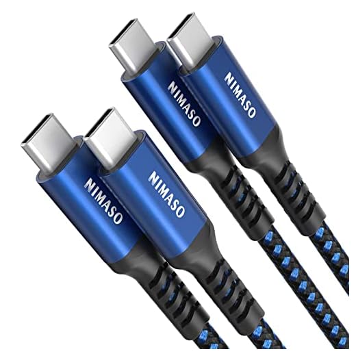 NIMASO USB C till USB C-kabel snabbladdare [2-pack 2M], 60W 3A typ C till typ C PD snabbladdande ledning för Samsung Galaxy S20 Ultra/S21+/Note10, iPad Pro 2021, MacBook Air, Huawei, Google Pixel 4XL/3a