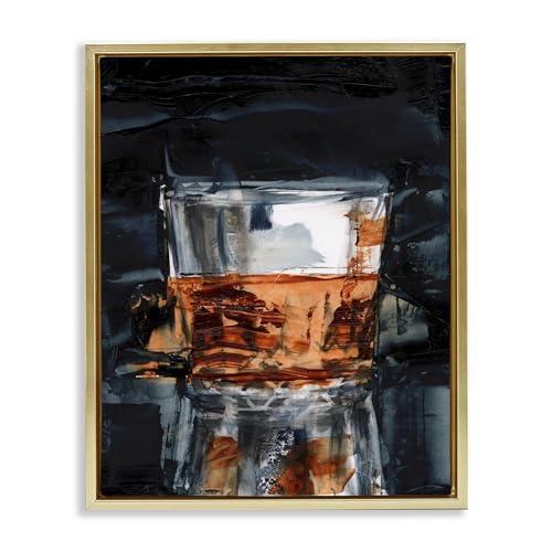 Whiskey Glass Reflection Bar, 16 x 20 Inch Canvas in Floater Frame