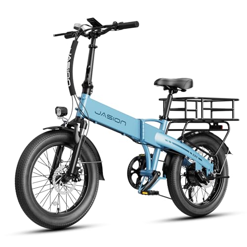 Jasion EB6 Foldable Electric Bike for Adults, 1000W Peak Motor 23 MPH E Bike, 20" Fat Tire Electric Bicycle with Built-in 48V Battery, Up to 45 Miles Range, Aluminum Frame EBS EBike for Commuting-UHK