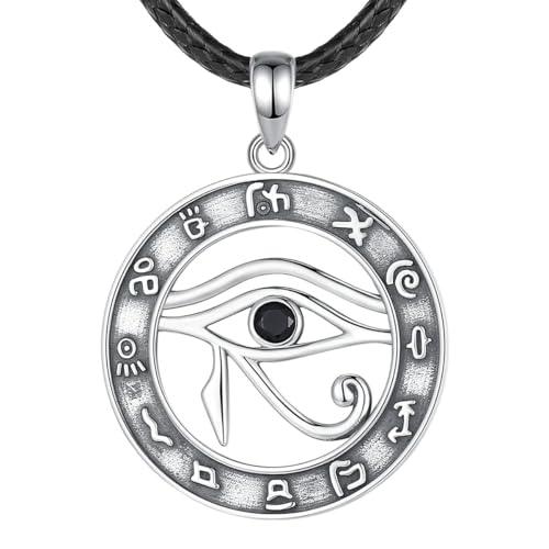 Pendentif Oeil d'Horus Argent 925 et Cristal Noir de Protection