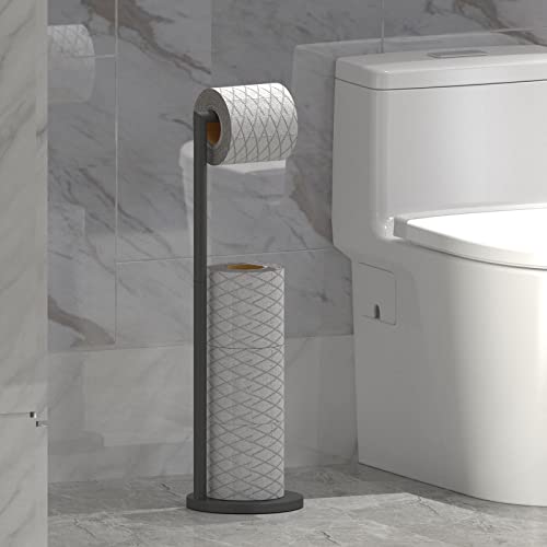 Top-spring Toilet Roll Holder Free Standing Toilet Paper Holder Stand with Reserve - Image 2