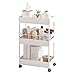 Carrello portaoggetti Sottile a 3 Livelli Carrello Scorrevole Estraibile, Carrello portaoggetti Scaffalatura Mobile, Scaffale portaoggetti per luoghi Stretti in Cucina Bagno Lavanderia Camera da Let