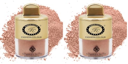 Image of FASHION COLOUR Face and Body Hi-Lite Bronzer | Highlighter For Effortless Shine | Soft Glow Highlighter | Mettalics Body Shimmer | 4g | Shade 01 (Pack of 2)