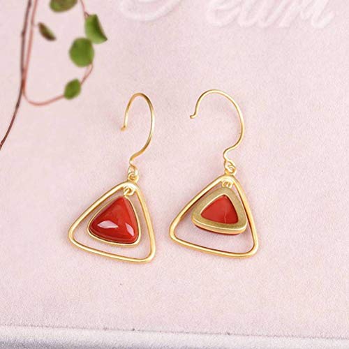 Boucles d'oreilles en agate rouge du Sud et argent S925 au fini mat élégant