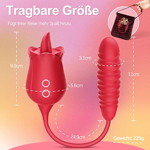 Vibration für frauen Dildo Vibrator Sex Spielzeug für die frau mit 10 Stoßfunktions 3in1 Rose Sexspielzeug mit 10 Zungenlecken Vibratoren Stimulator Erotik Analvibrator Sex Spielzeug für Paare – Bild 7