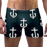 Swim Trunks Men, Mens Jammers for Swimming, Anchor Ocean Vintage Pattern Modern
