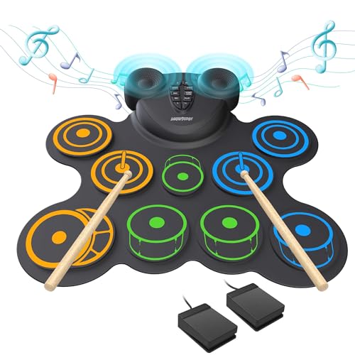 MARVTOWN 10 Pads Portable Electronic Drum Pad for Kids,Electric Drum Set with 0.5in Thickened...