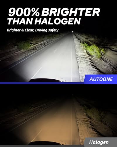 Image of AUTOONE HB3 9005 Light Bulbs, Fanless No Flicker 40000LM 6000K Fog Lights Canbus, 10YR Lifespan, Pack of 2