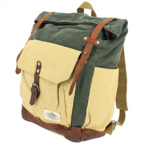 UBIKEEbiker Khaki Cream Canvas Leather Backpack