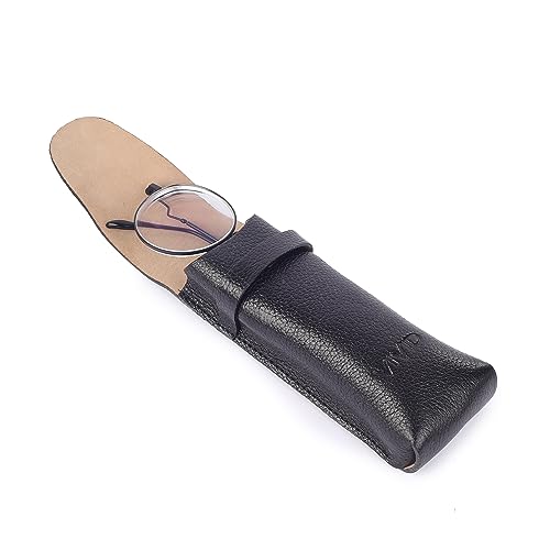 Image of Unisex Lightweight Specs Snap Button Eyewear Dabbi Leather Soft Case Cover
