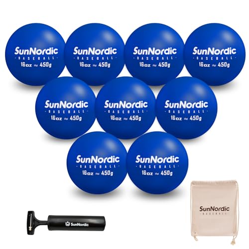 SunNordic 6/9 Pack Plyometric Weighted Baseball Set (16 oz) - Plyo Balls Baseball for Improved Power...