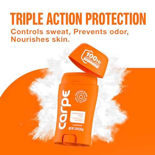 Image of Carpe Underarm Antiperspirant Deodorant for Men and Women - 100 Hour Sweat & Odor Control - Antiperspirant Deodorant for Sensitive Skin - Fragrance Free - 3 Pack