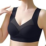 [Angel's Closet] ブラ ノンワイヤー シームレス ホックなし ずれない 落ちない 脇高 幅広 柔らか ストレッチ 脇も背中もスッキリ 軽い 苦しくない ナイトブラ エレガント オシャレ スタイリッシュ 美ボディ 面でフットする安心感 お休みブラ シームレスブラ (ブラック, 2XL)
