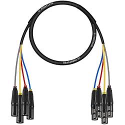 Phenyx Pro 4-Channel XLR Cable، 3 Ft Snake Cable، Balanced Microphone Cord، XLR Splitter، Color-Coded، 4-in-1 Design، 3-PIN Male to Female Patch Wire، w / OFC Copper (PCBL-4IN1-3)