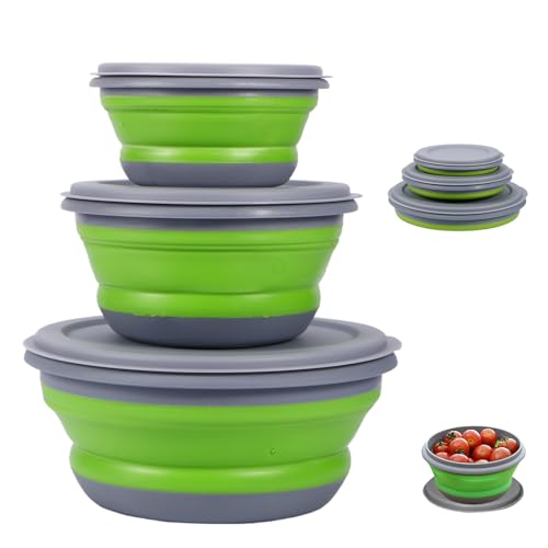 Faltbare Schüssel - 3 Stück Silikon Camping Geschirr Faltschüssel mit...