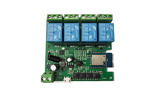 Tuya Smart Life WiFi Momentary Inching Relay Self-Locking Switch Module,DC 7-32V/USB 5V WiFi RF Bluetooth Relay,DIY Smart Home,Compatible with Alexa Goolge Home(4CH Smart Life)