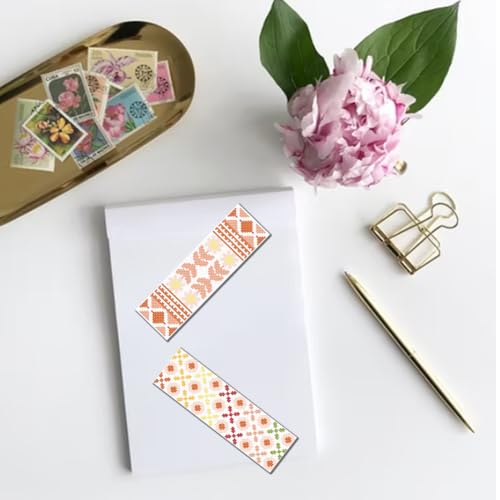 Image of FREEBLOSS 6 Set Bohemian Cross Stitch Bookmark Kit, Geometric Pattern DIY Bookmarks Cross Stitch Kits for Beginners, Stamped Embroidery Bookmarks, Cross Stitch Kits for Adults