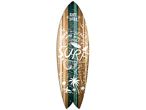 DECLINA Surfboard imprimé, planche de surf déco, déco murale, planche déco, Planche de surf décorative Rider Beach, 100x30 cm