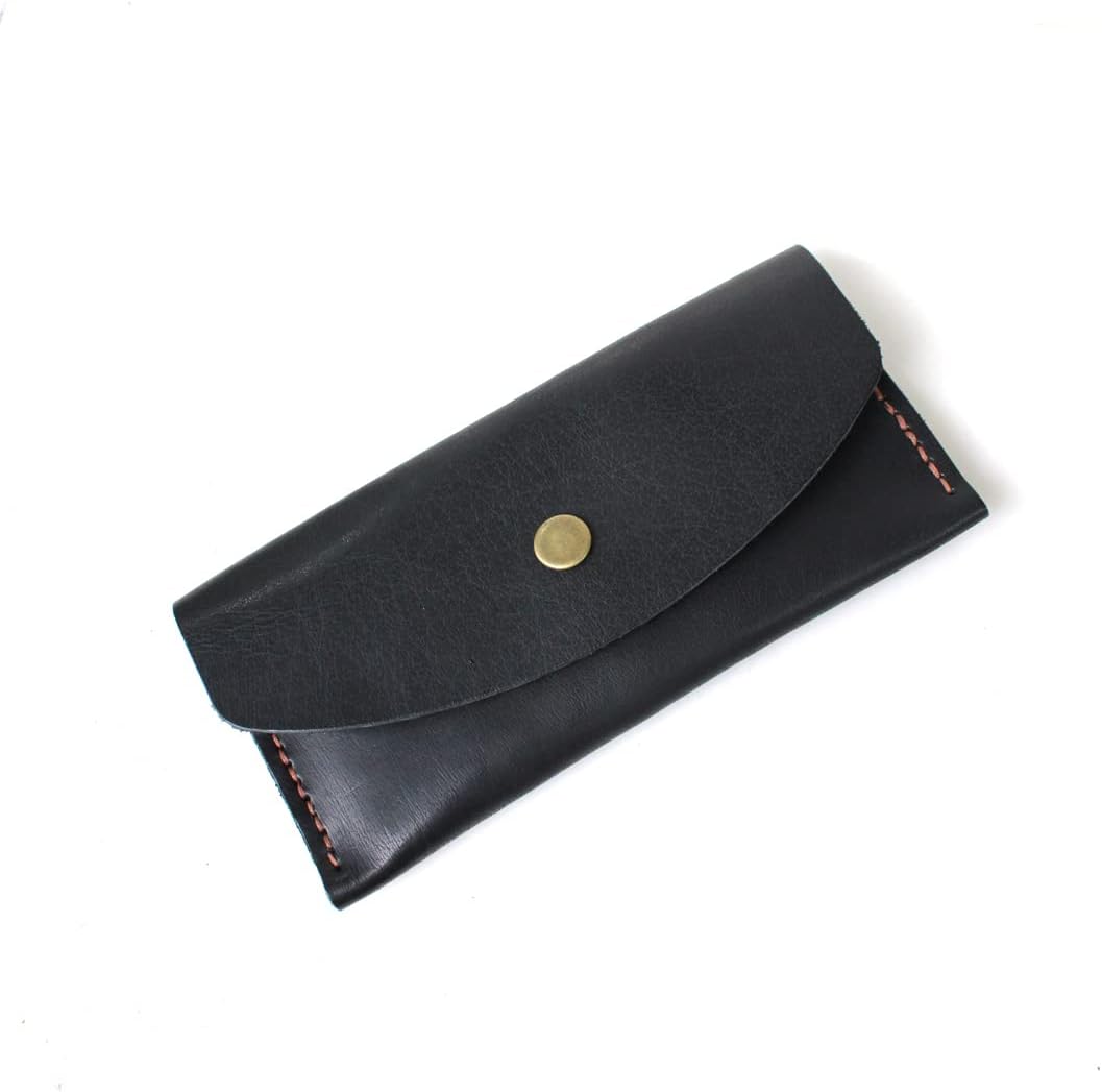 Handmade Reclaimed Leather Multi-function Envelope Mobile Phone Card Holder Wallet Cash Organize (Black)