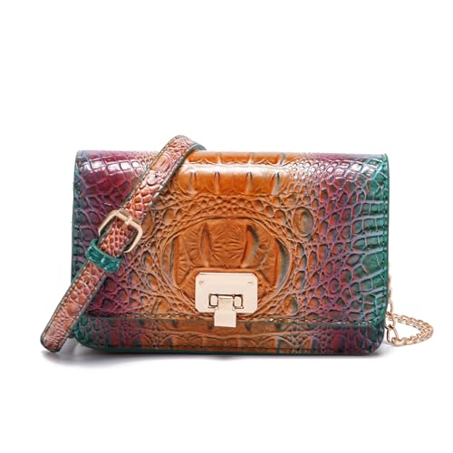 Small Crocodile Crossbody Cell Phone Purse for women Vegan Leather Clutch Wallet with Leather Shoulder Strap