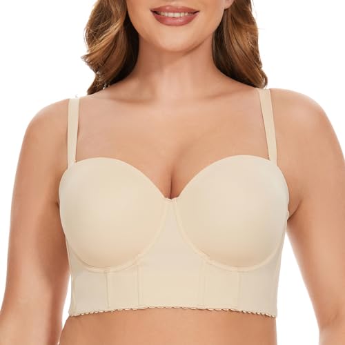 Image of SEA BBOT Women Longline Strapless Bra Full Figure Corset Bra Hide Back Fat