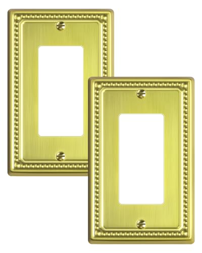 TREEWELL 2-Pack Decorator Outlet Cover Plate, Brushed Brass