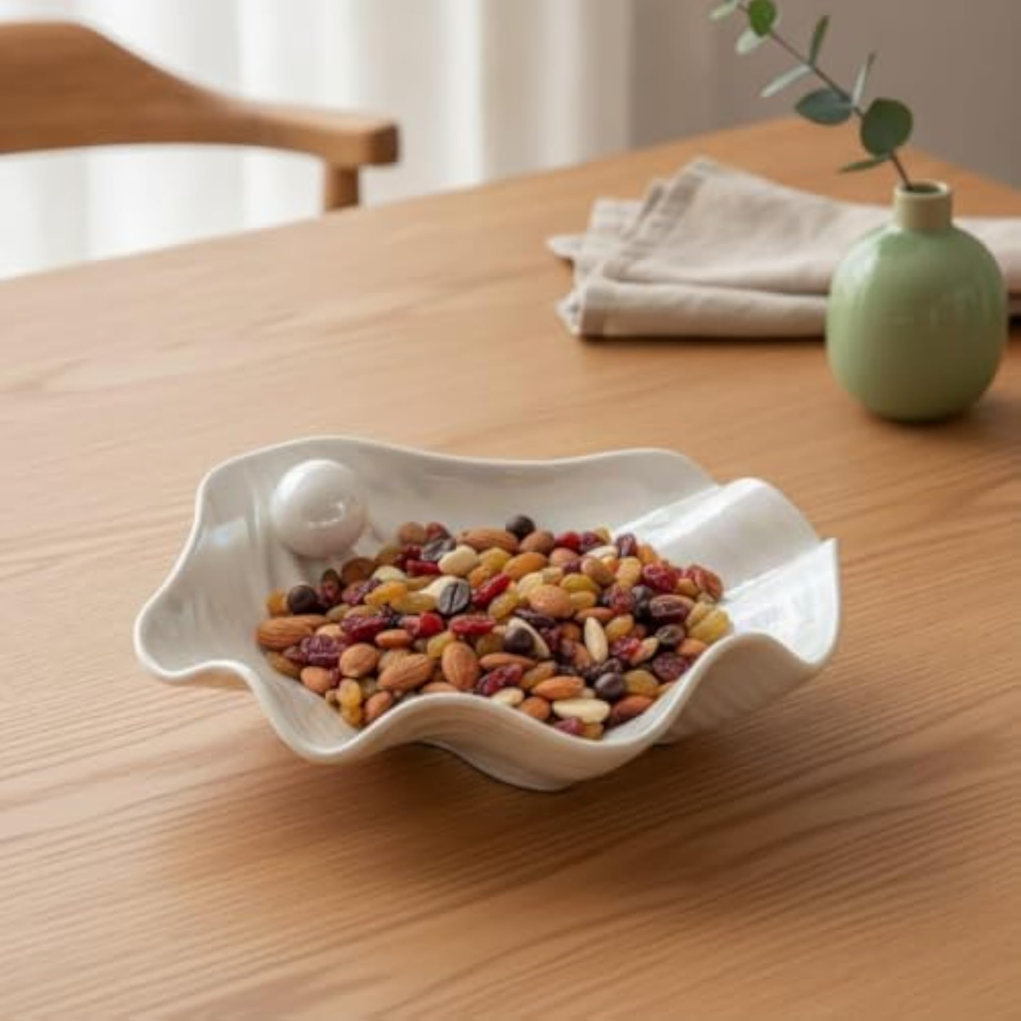 Glossy Ceramic Tray with Knob for Decorative Use