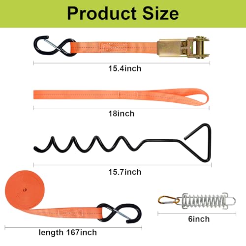 succulentlovers RV Awning Tie Down Kit - Heavy Duty RV Awnings Tie Down Anchors, Camper Awning Durable Straps for Wind, Campers Screen Anchors Accessories for Outdoor Camping