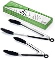 Boxiki kitchen 2 PC Kitchen Utensils Grill Tongs Set | Silicone Kitchen Tongs for Grilling, Cooking & Serving | Heat Resistant Kitchen Tongs| BPA Free Stainless Steel Kitchen Utensils