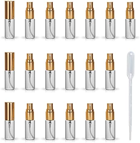 20 Pack 5ml Glass Perfume Spray Bottle Gold Atomizer
