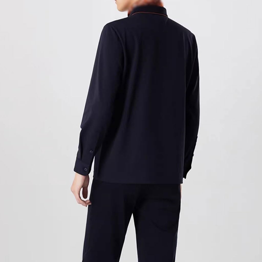 Camiseta De Golf con Cuello Y Puños De Botones, Polo De Manga Larga para Hombre, Top Casual