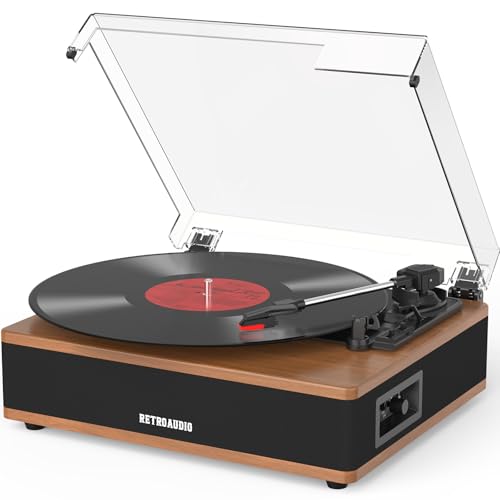 Vinyl Record Player Bluetooth Turntable with Built in Stereo Speakers Belt Drive 3 Speeds Turntables...
