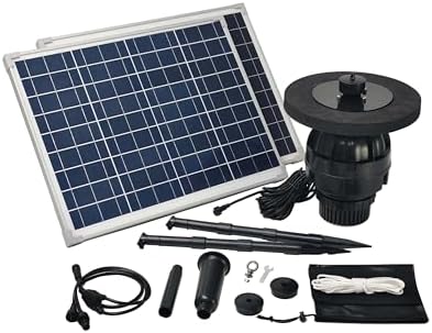 50W Floating Solar Pond Fountain Complete Pump Kit for Ponds 3 ft or Deeper 8 Feet Wide or Larger