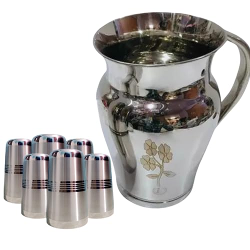 Image of Stainless Steel leser Glass Set or Jug, Water Jug, Water Glass (11)