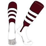 PEAR SOX OTC Baseball Softball Stirrup Socks (C, 7in) Cardinal, Black, White